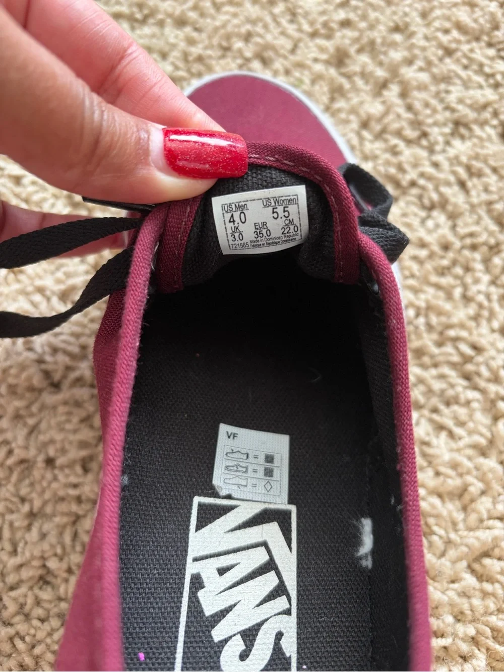 Vans Maroon Canvas Low-Top Sneakers with Black Laces